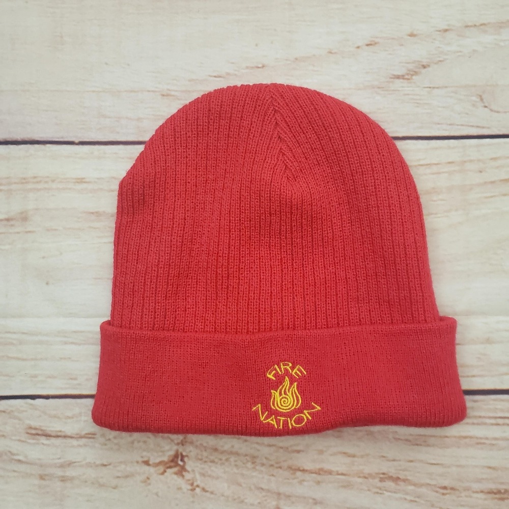 Nickelodeon Hat‎ Beanie Knit Cuffed Red Fire Nation Avatar One Size Mens Winter